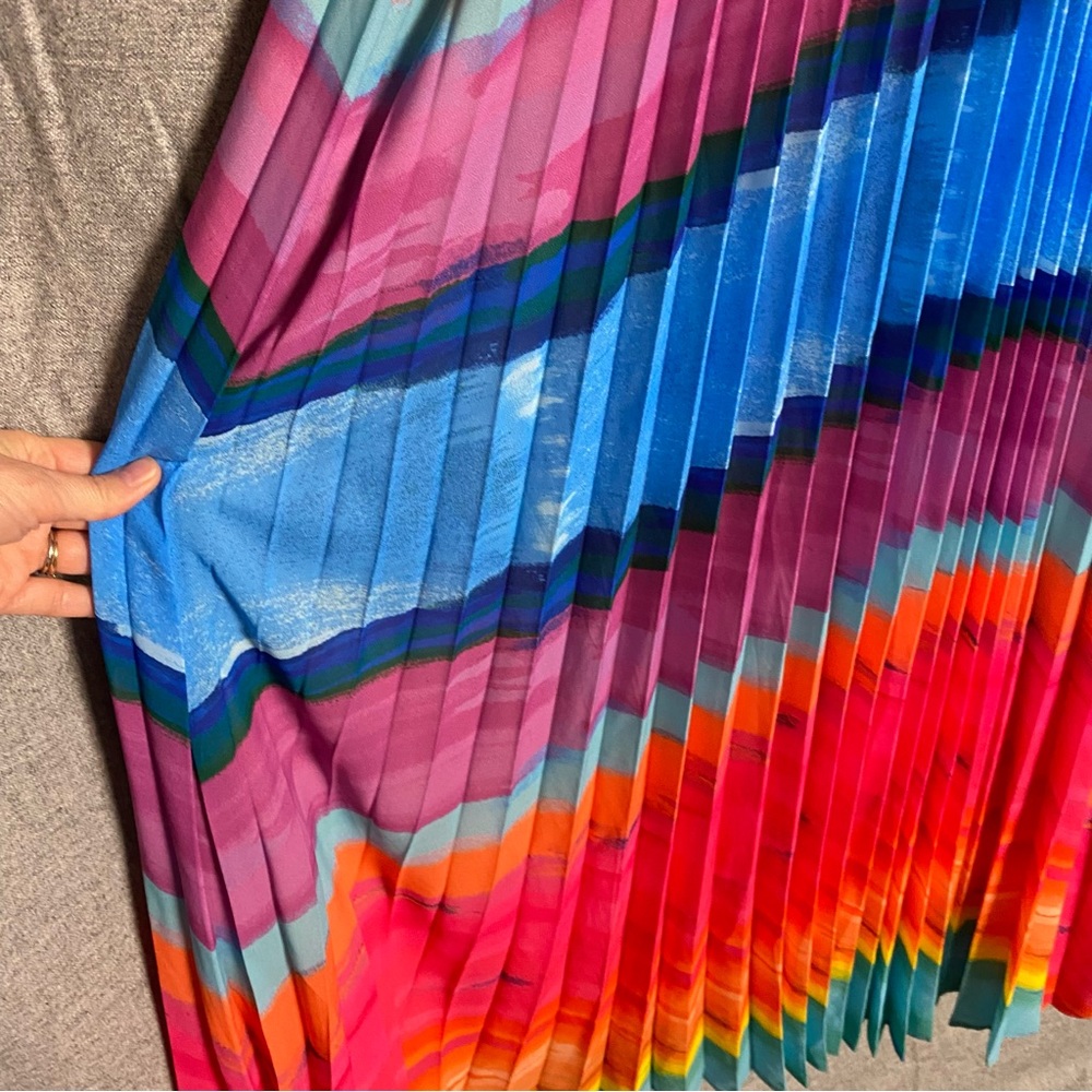 CLEARANCE Rainbow Maxi Dress Pleated Sleeveless Flying Tomato SIZE SMALL - Picture 6 of 12